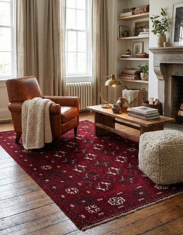 3' 9 x 6' 7 Hand Knotted Afghan Akhche Wool Rug