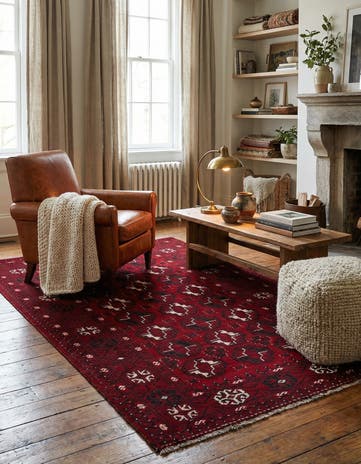 3' 9 x 6' 7 Hand Knotted Afghan Akhche Wool Rug