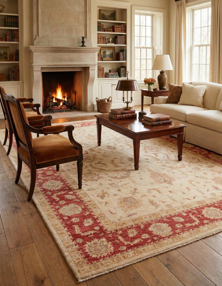 Detail image of 9' 11 x 12' 11  Hand Knotted Peshawar Ziegler Rug