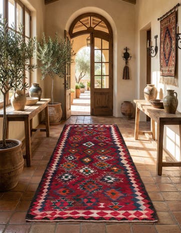 4' 10 x 9' 3 Hand Woven Kilim Fars Wool Runner Rug