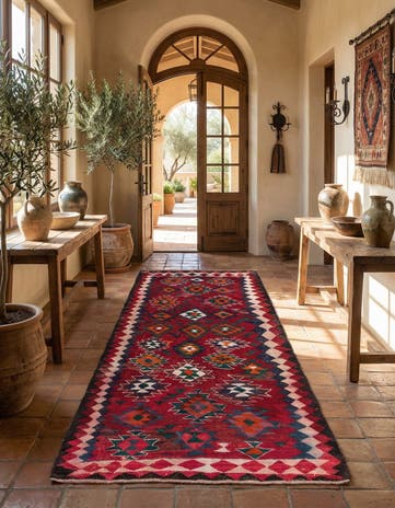 4' 10 x 9' 3 Hand Woven Kilim Fars Wool Runner Rug