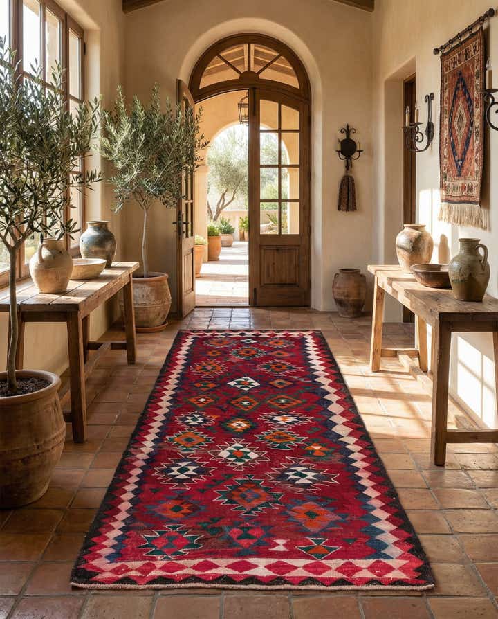 4' 10 x 9' 3 Hand Woven Kilim Fars Wool Runner Rug