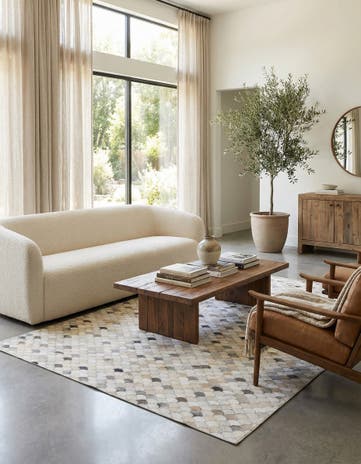 5' 1 x 8' Cowhide Leather Rug