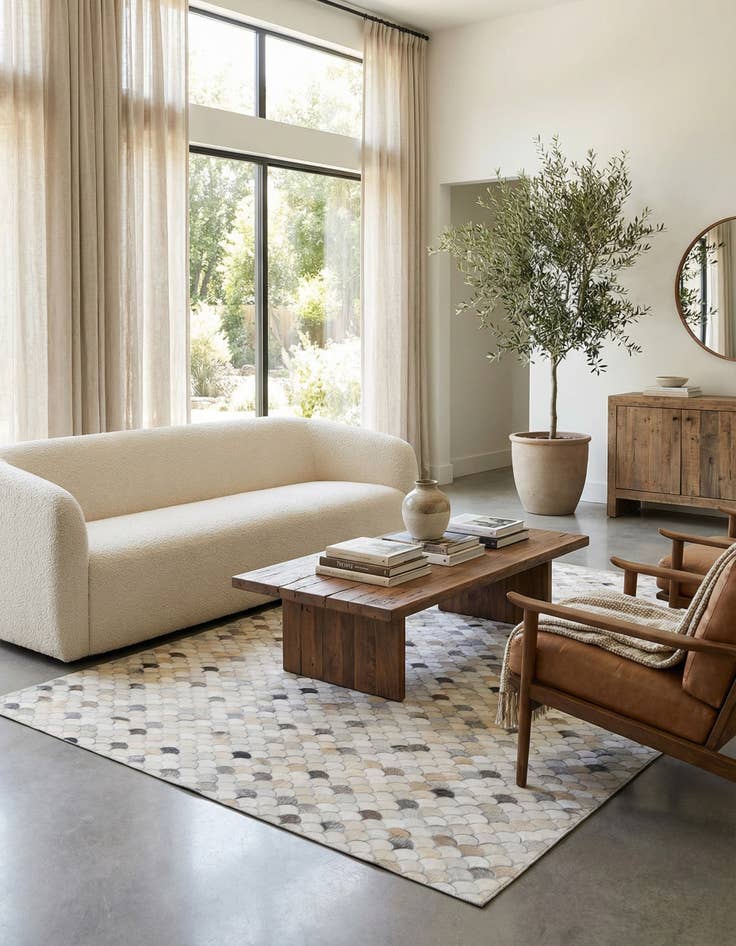 Detail image of 5' 1 x 8' Cowhide Leather Rug