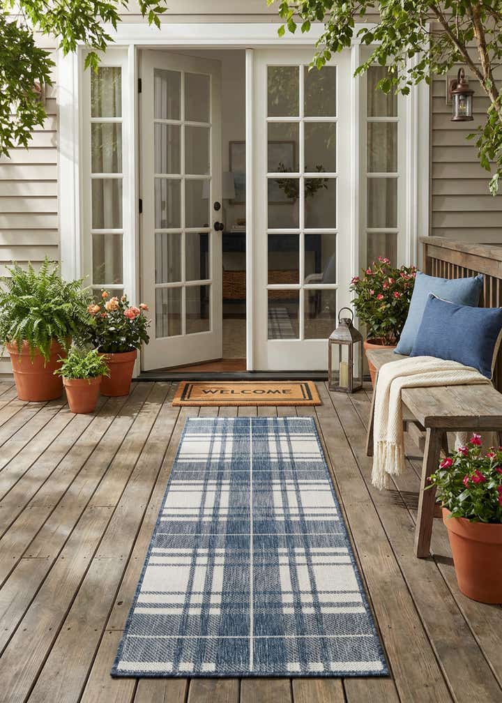 2' x 6' Easy-Clean Checkered Indoor / Outdoor Runner Rug