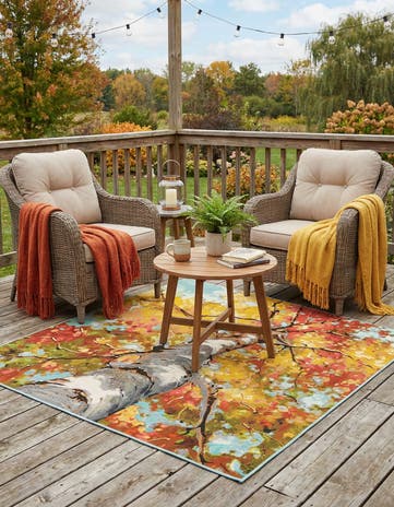 7' 10 x 7' 10 Easy-Clean Botanical Indoor / Outdoor Square Rug