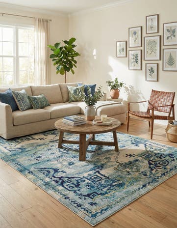 Blue Washable Palazzo Rug