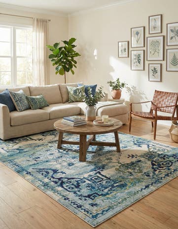 Blue Washable Palazzo Rug