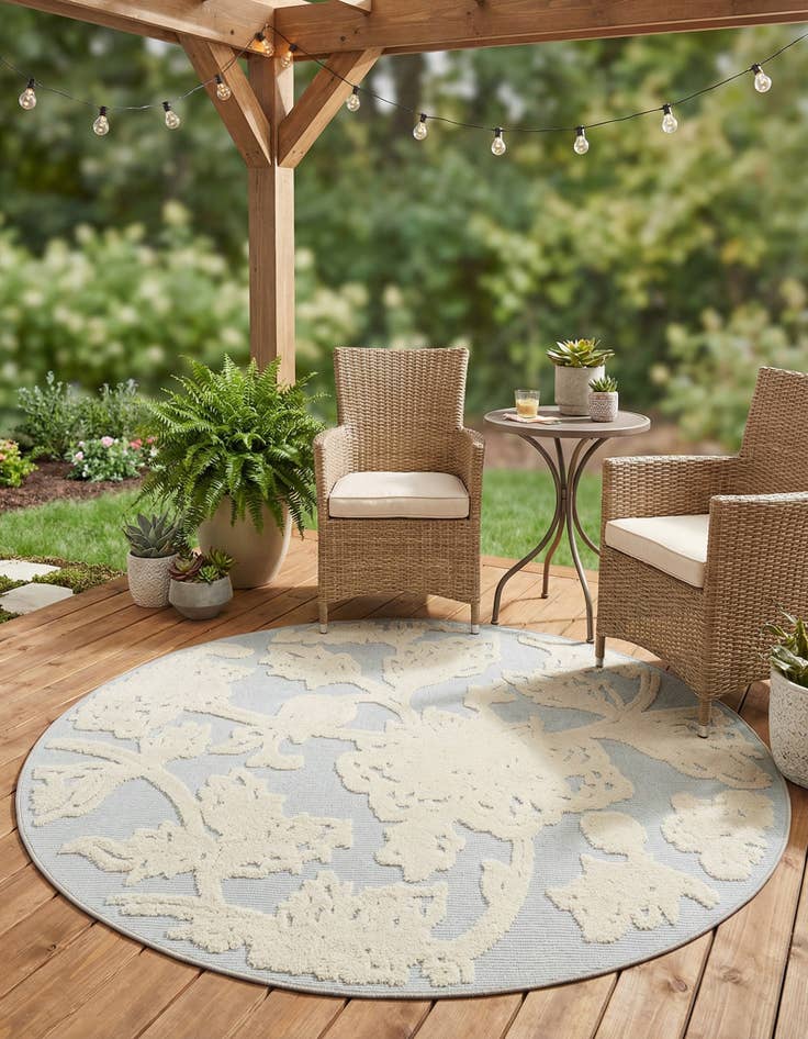 Detail image of 5' 3 x 5' 3  Washable Aruba Indoor / Outdoor Round Rug