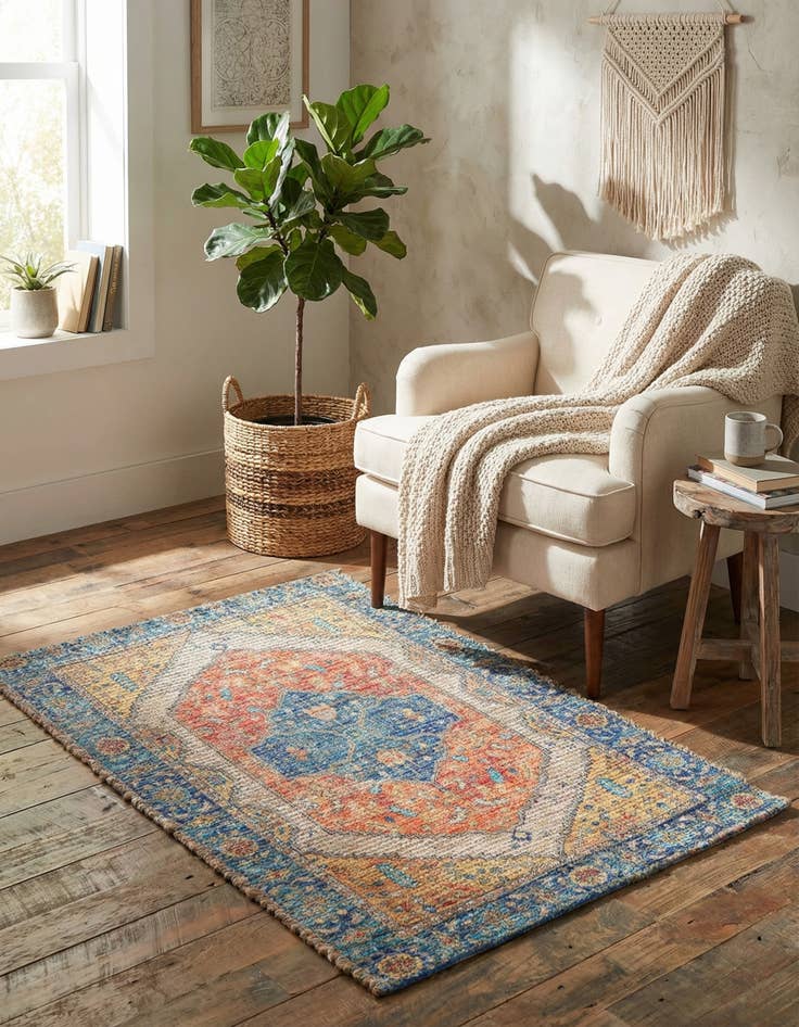 Detail image of 2' x 3' 1  Hand Woven Chenille Jute Rug