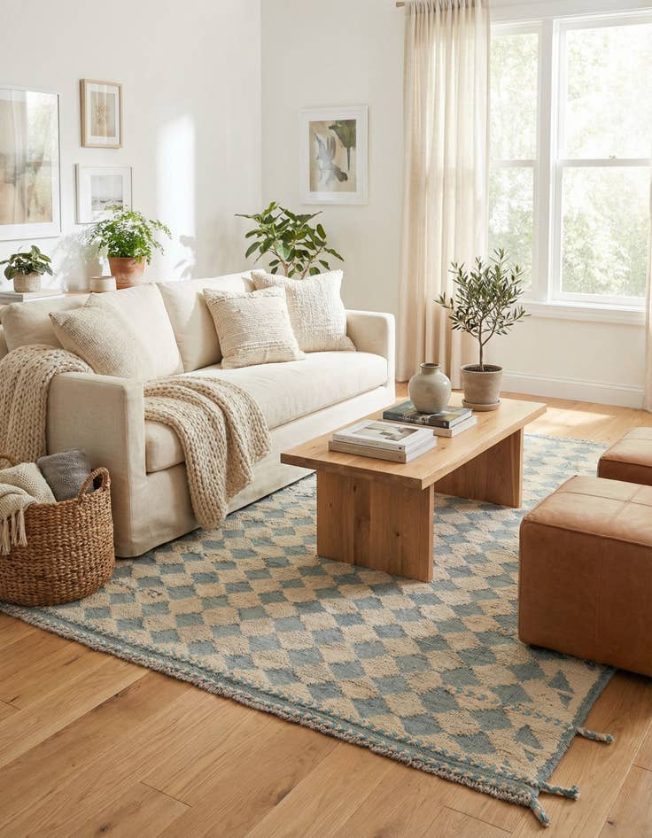 Detail image of 5' 3 x 7'  Hand Knotted Moroccan Wool Rug