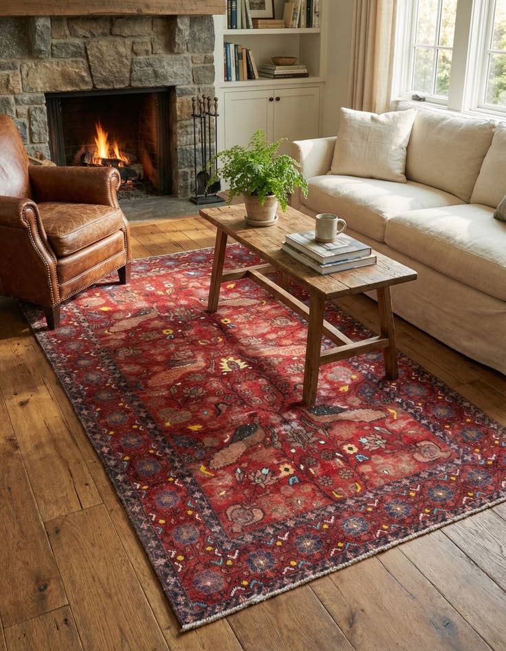 Detail image of  3' 6 x 6' 5  Hand Knotted Ultra Vintage Persian Wool Rug