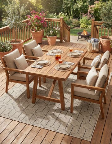 7' 10 x 7' 10 Easy-Clean Trellis Indoor / Outdoor Square Rug
