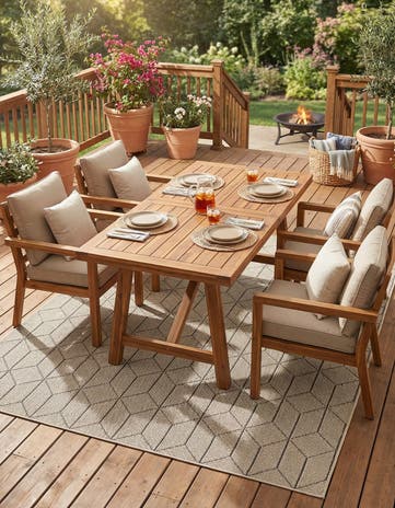 7' 10 x 7' 10 Easy-Clean Trellis Indoor / Outdoor Square Rug