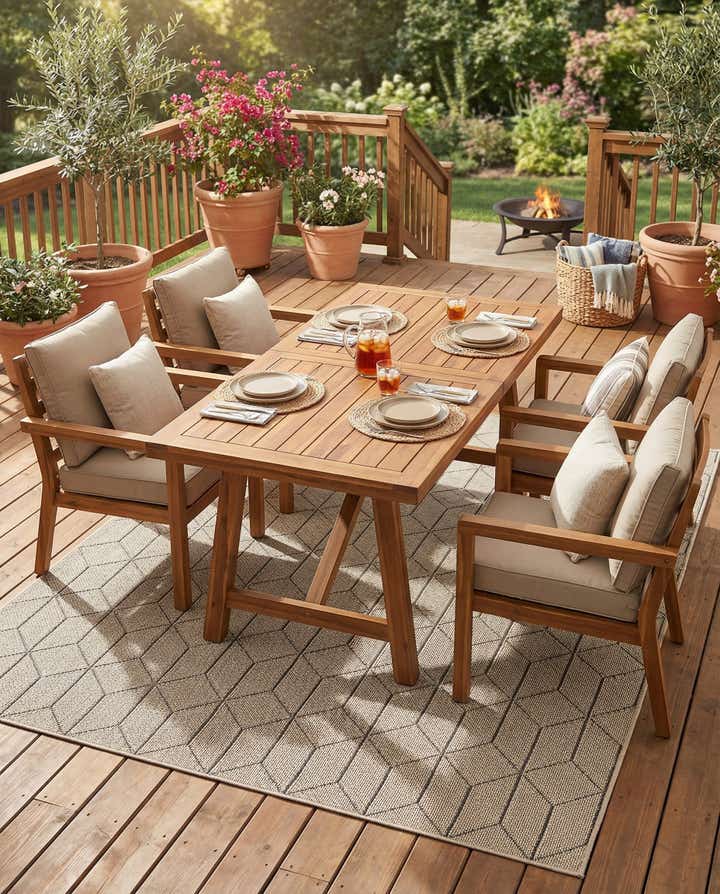 7' 10 x 7' 10 Easy-Clean Trellis Indoor / Outdoor Square Rug