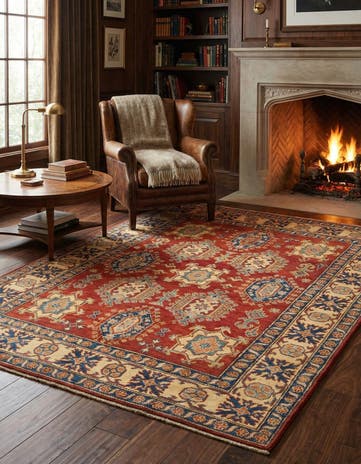 4' 10 x 7' 4 Hand Knotted Kazak Rug