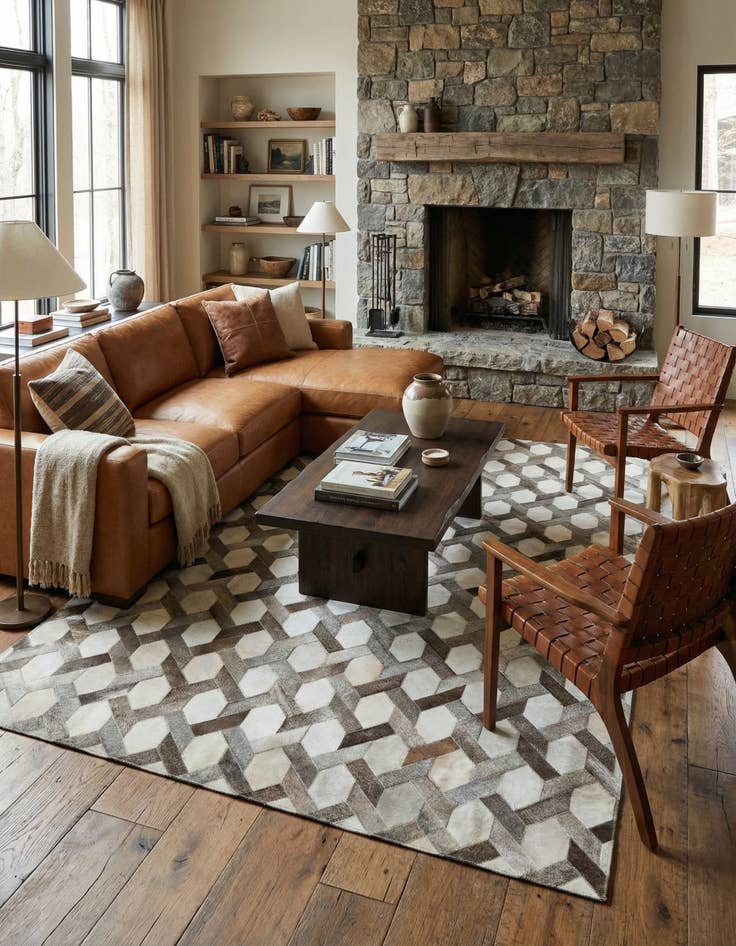 Detail image of  5' x 8' Cowhide Leather Rug