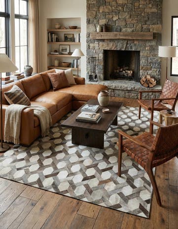 5' x 8' Cowhide Leather Rug