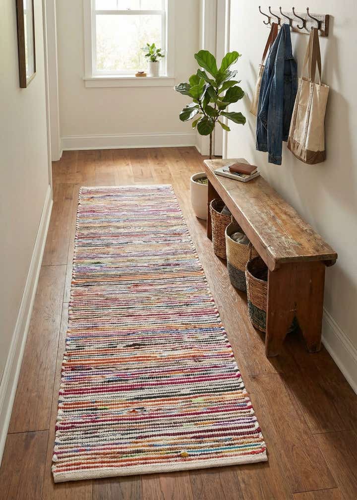 2' x 8' Hand Woven Chindi Cotton Runner Rug
