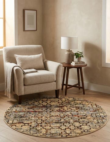 Beige Cream Saturn Round Rug