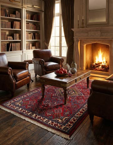 3' 7 x 6' 2 Hand Knotted Meimeh Persian Wool Rug