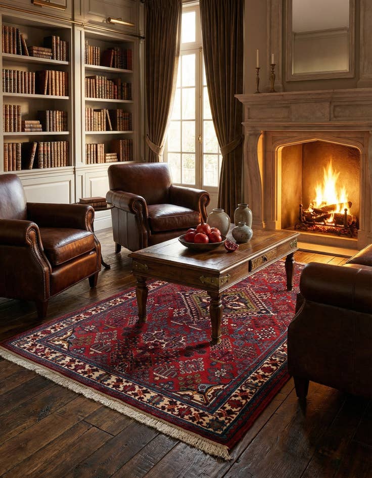 Detail image of  3' 7 x 6' 2  Hand Knotted Meimeh Persian Wool Rug