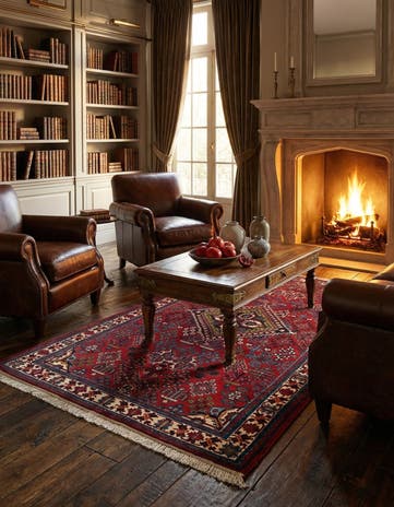 3' 7 x 6' 2 Hand Knotted Meimeh Persian Wool Rug