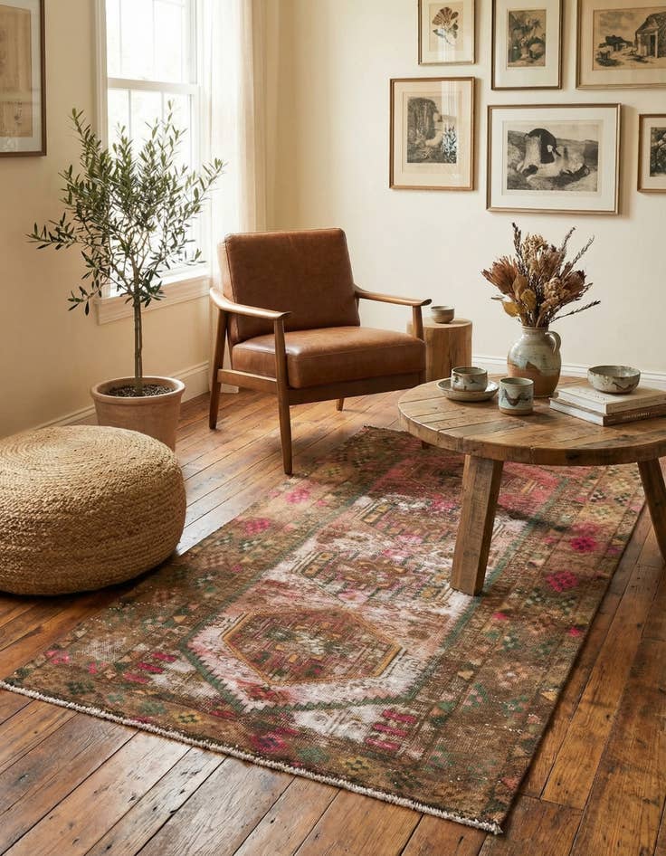 Detail image of 3' 6 x 6' 4  Hand Knotted Ultra Vintage Persian Wool Rug