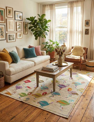 4' 2 x 5' 8 Hand Woven Kilim Suzani Wool Rug