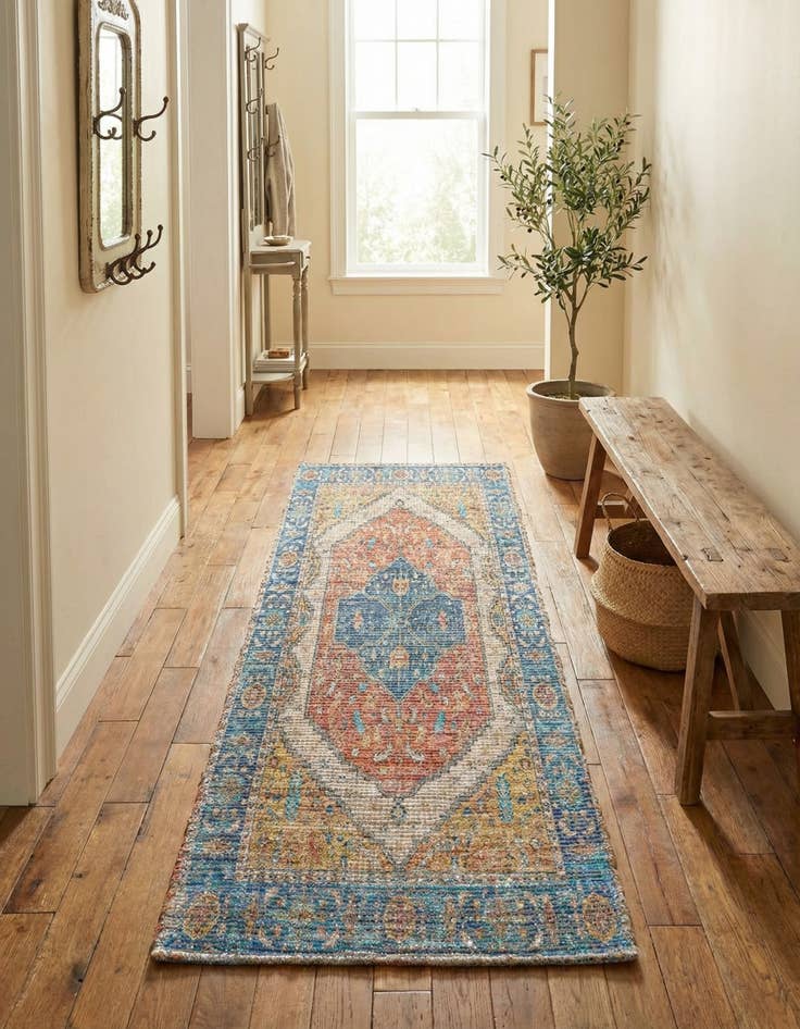 Detail image of 2' 2 x 6' 1  Hand Woven Chenille Jute Runner Rug