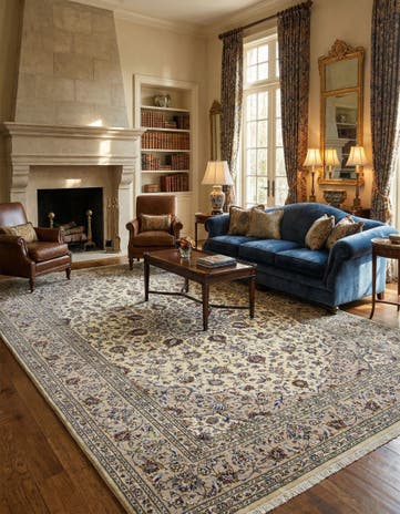 8' 1 x 11' 8 Hand Knotted Mashad Persian Wool Rug