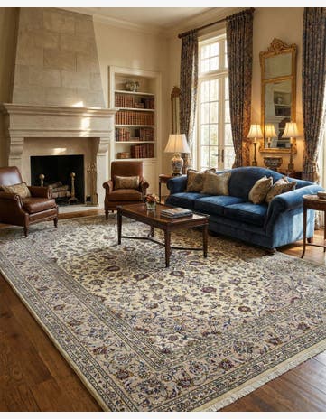 8' 1 x 11' 8 Hand Knotted Mashad Persian Wool Rug