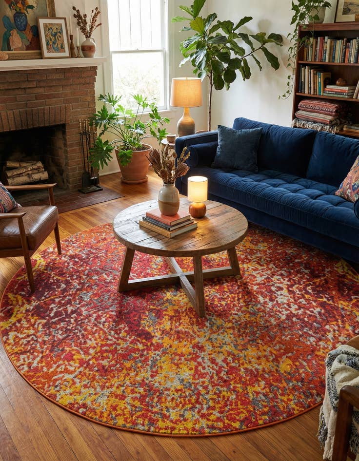 Detail image of 8' x 8'  Washable Casablanca Round Rug