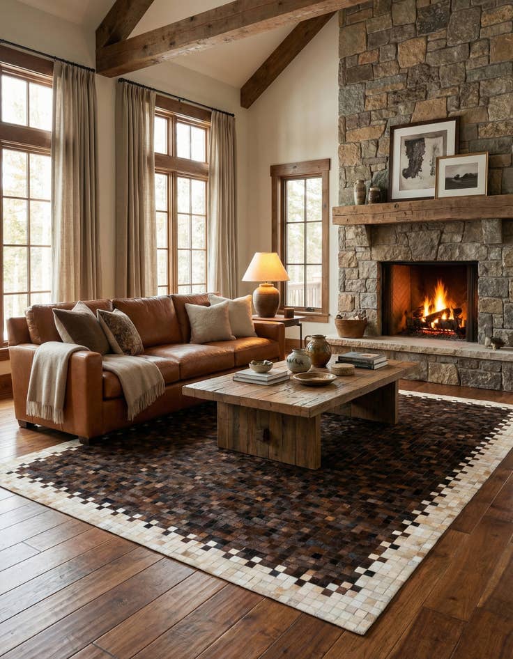 Detail image of 8' 2 x 9' 10 Cowhide Stocks Rug