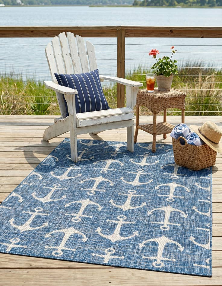 Detail image of 4' x 6' Easy-Clean Coastal Indoor / Outdoor Rug