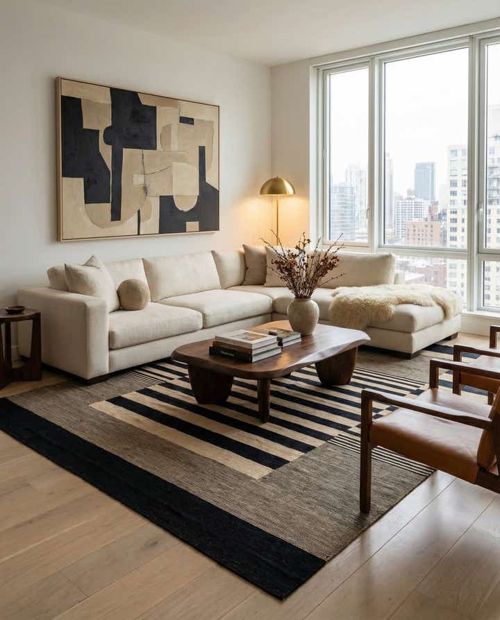 7' x 9' 9 Hand Woven Kilim Modern Wool Rug