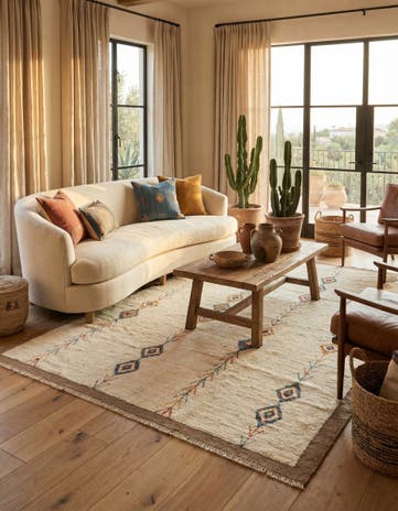 6' 8 x 9' 7 Hand Knotted Moroccan Wool Rug