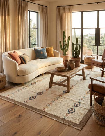 6' 8 x 9' 7 Hand Knotted Moroccan Wool Rug