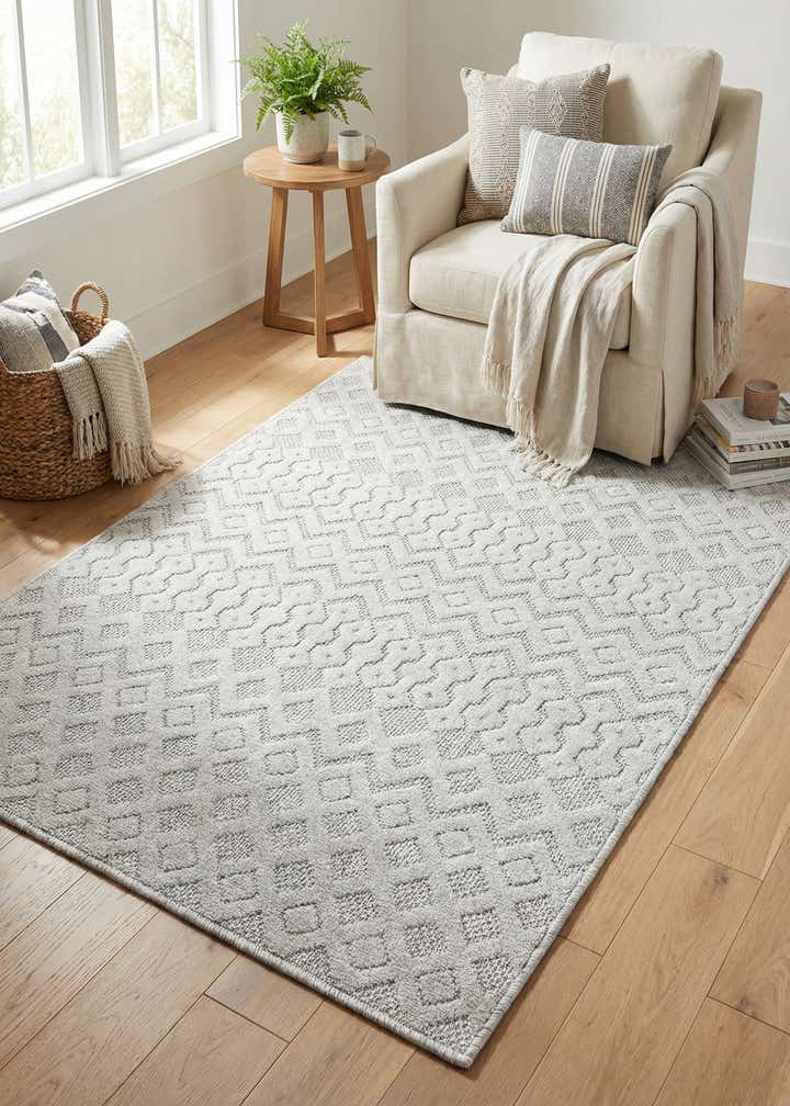 4' x 6' Easy-Clean Trellis Textured Indoor / Outdoor Rug