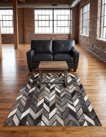 5' 2 x 8' 1 Cowhide - Patchwork Rug