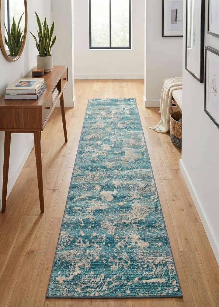 2' 7 x 12' Easy-Clean Modern Indoor / Outdoor Runner Rug
