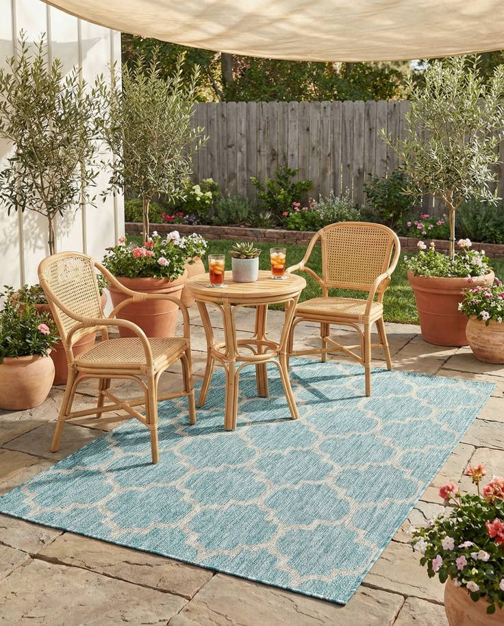 Detail image of 4' x 6' Easy-Clean Lattice Indoor / Outdoor Rug