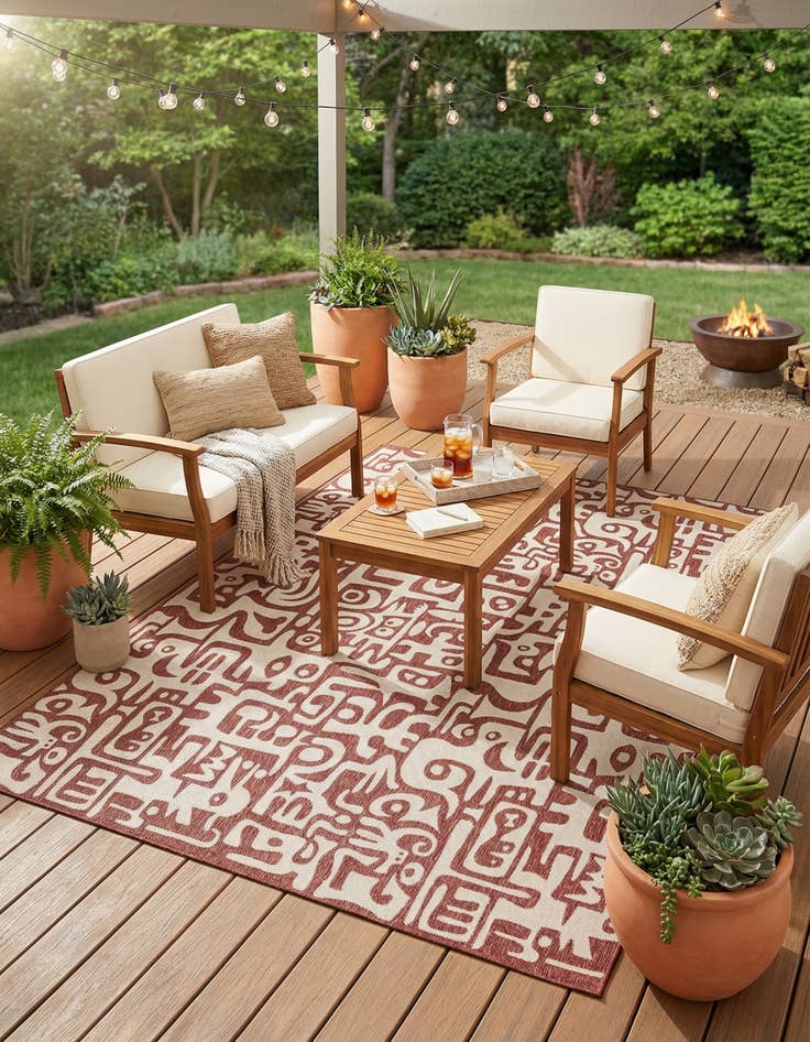 Detail image of 10' x 14'  Washable Modern Indoor / Outdoor Rug