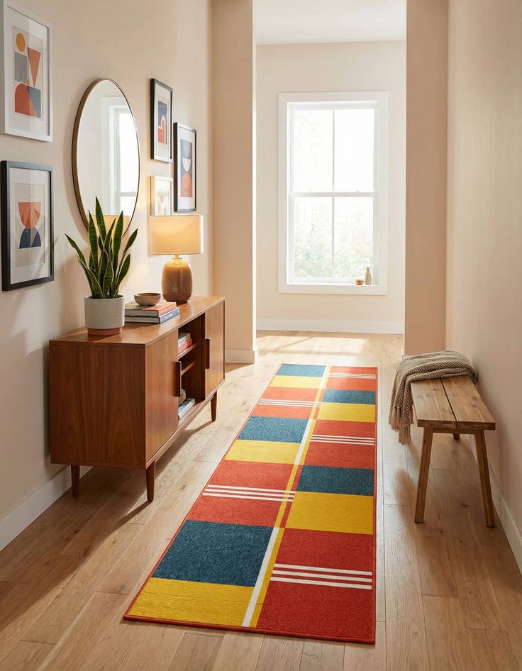 Detail image of 2' 7 x 12' Easy-Clean Modern Indoor / Outdoor Runner Rug