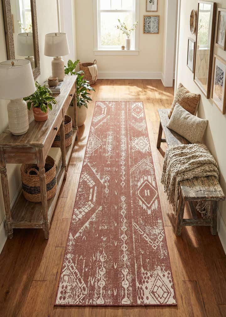 2' 7 x 12' Easy-Clean Bohemian Indoor / Outdoor Runner Rug