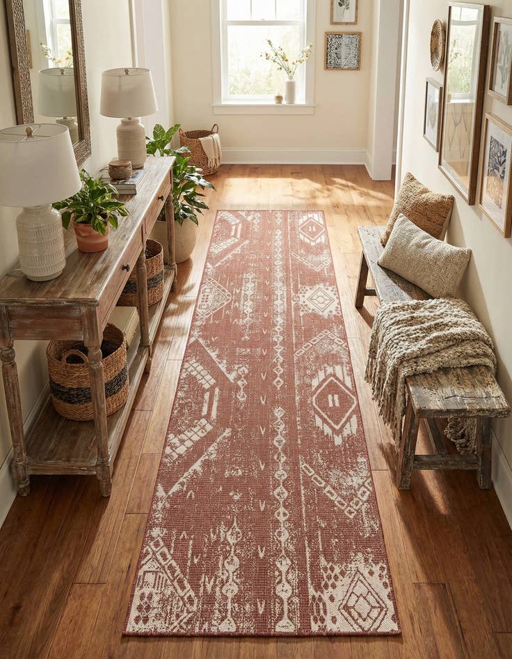 Detail image of  2' 7 x 12'  Washable Bohemian Indoor / Outdoor Runner Rug