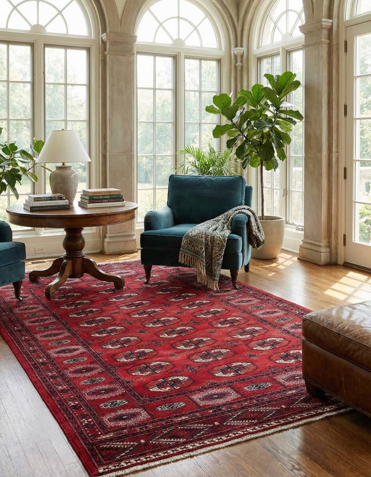 Detail image of 6' 8 x 9' 10  Hand Knotted Afghan Akhche Wool Rug