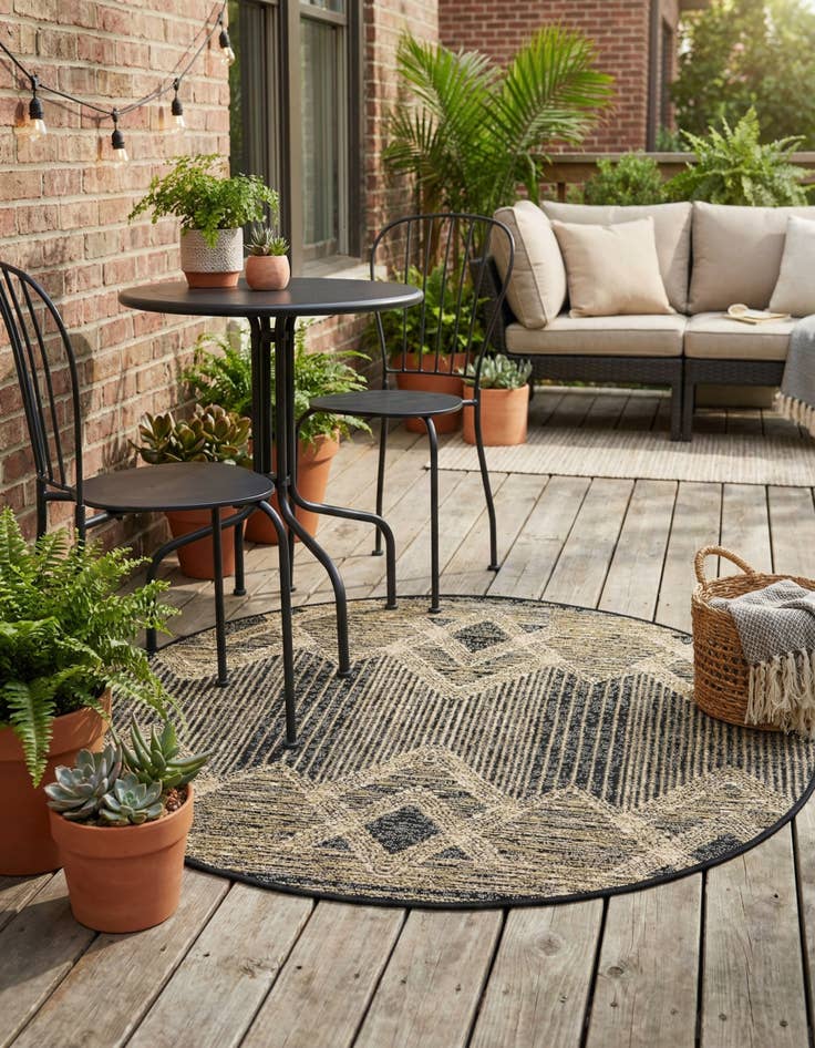 Detail image of 3' x 3'  Washable Modern Indoor / Outdoor Round Rug