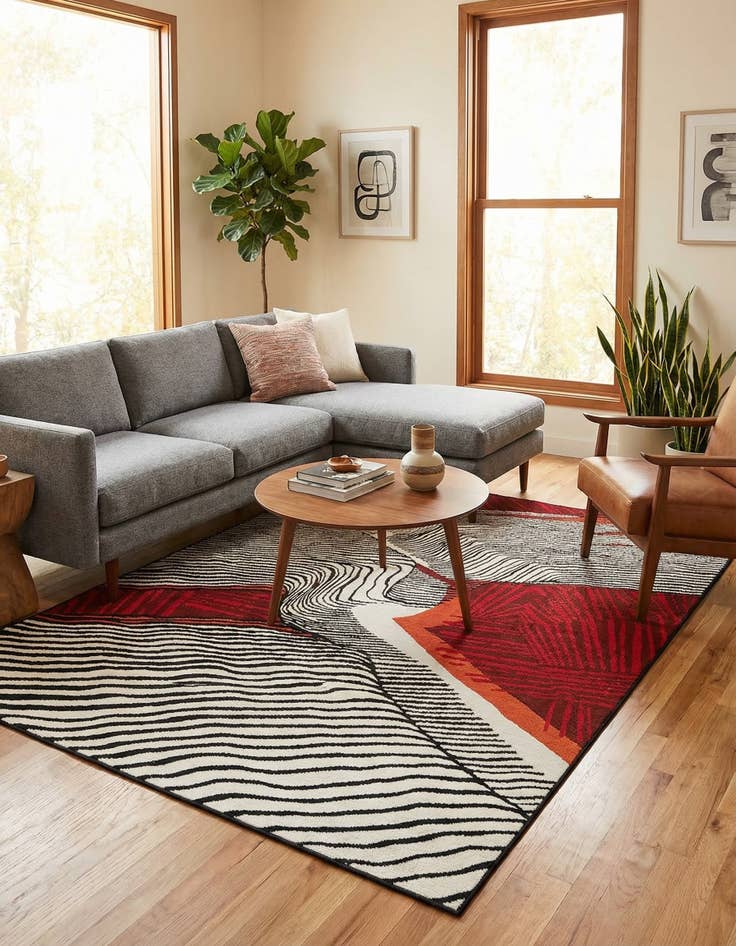 Detail image of 5' x 7'  Washable Modern Indoor / Outdoor Rug