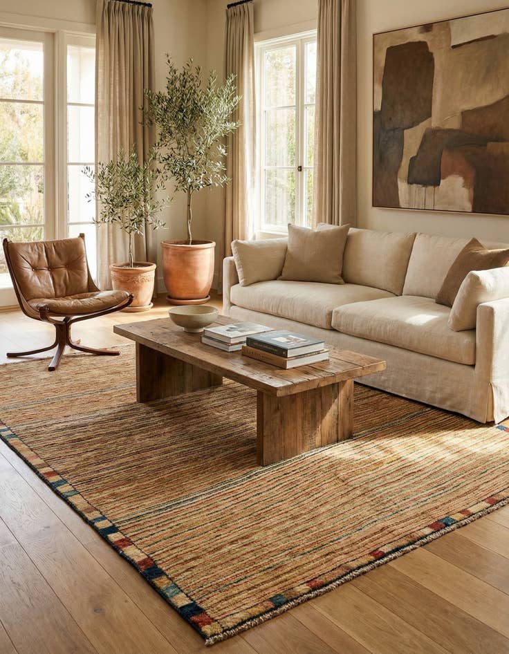 Detail image of  4' 10 x 6' 5  Hand Knotted Modern Ziegler Rug